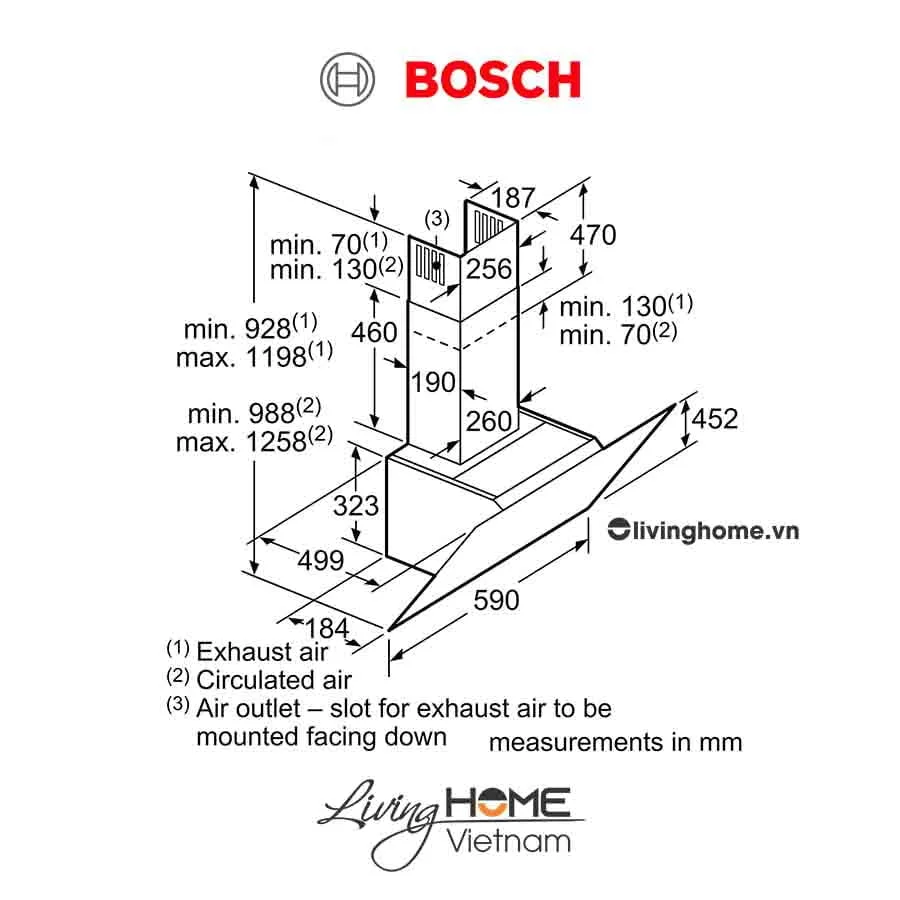 Máy hút mùi Bosch DWK67CM60B - Kính nghiêng 58dB 60cm - Ảnh 9