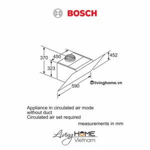 Máy hút mùi Bosch DWK67CM60B - Kính nghiêng 58dB 60cm