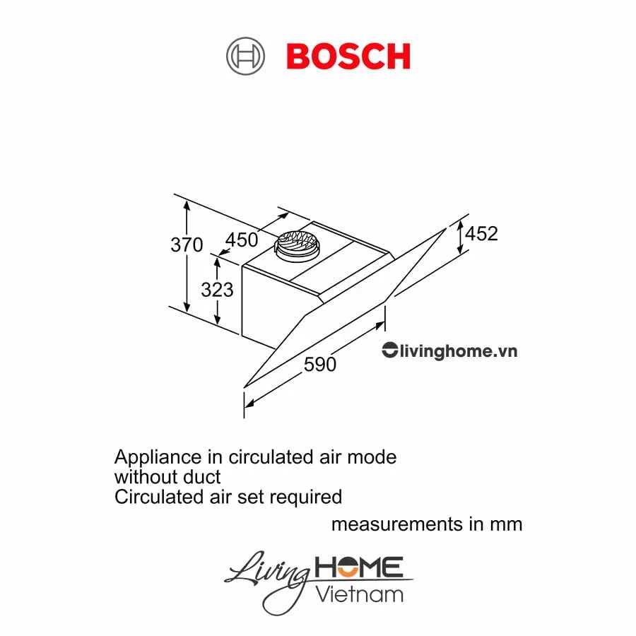 Máy hút mùi Bosch DWK67CM60B - Kính nghiêng 58dB 60cm - Ảnh 8