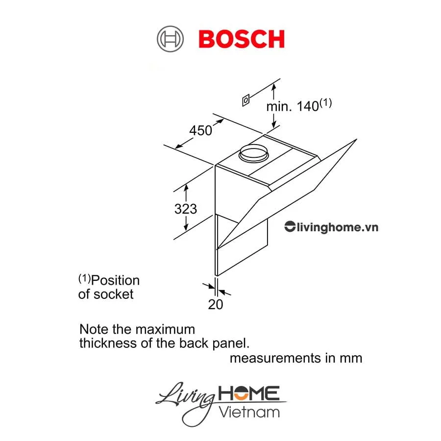 Máy hút mùi Bosch DWK67CM60B - Kính nghiêng 58dB 60cm - Ảnh 11