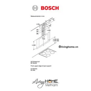 Máy hút mùi Bosch DWK67CM60B - Kính nghiêng 58dB 60cm