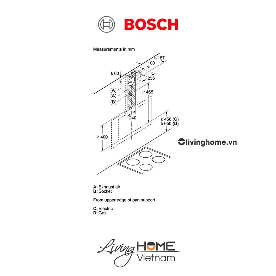 Máy hút mùi Bosch DWK67CM60B - Kính nghiêng 58dB 60cm - Ảnh 10