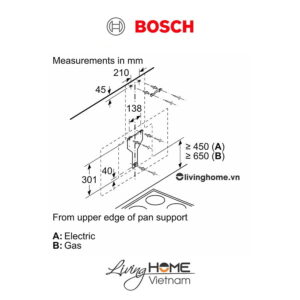 Máy hút mùi Bosch DWK97JQ60B - Gắn tường kính nghiêng 53dB 90cm