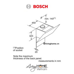 Máy hút mùi Bosch DWK97JQ60B - Gắn tường kính nghiêng 53dB 90cm