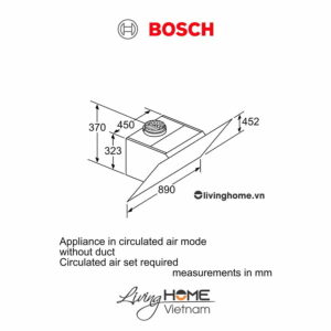 Máy hút mùi Bosch DWK97JQ60B - Gắn tường kính nghiêng 53dB 90cm