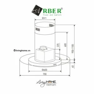 Alternative view of Máy hút mùi Arber AB700T thiết kế nhỏ gọn 70cm