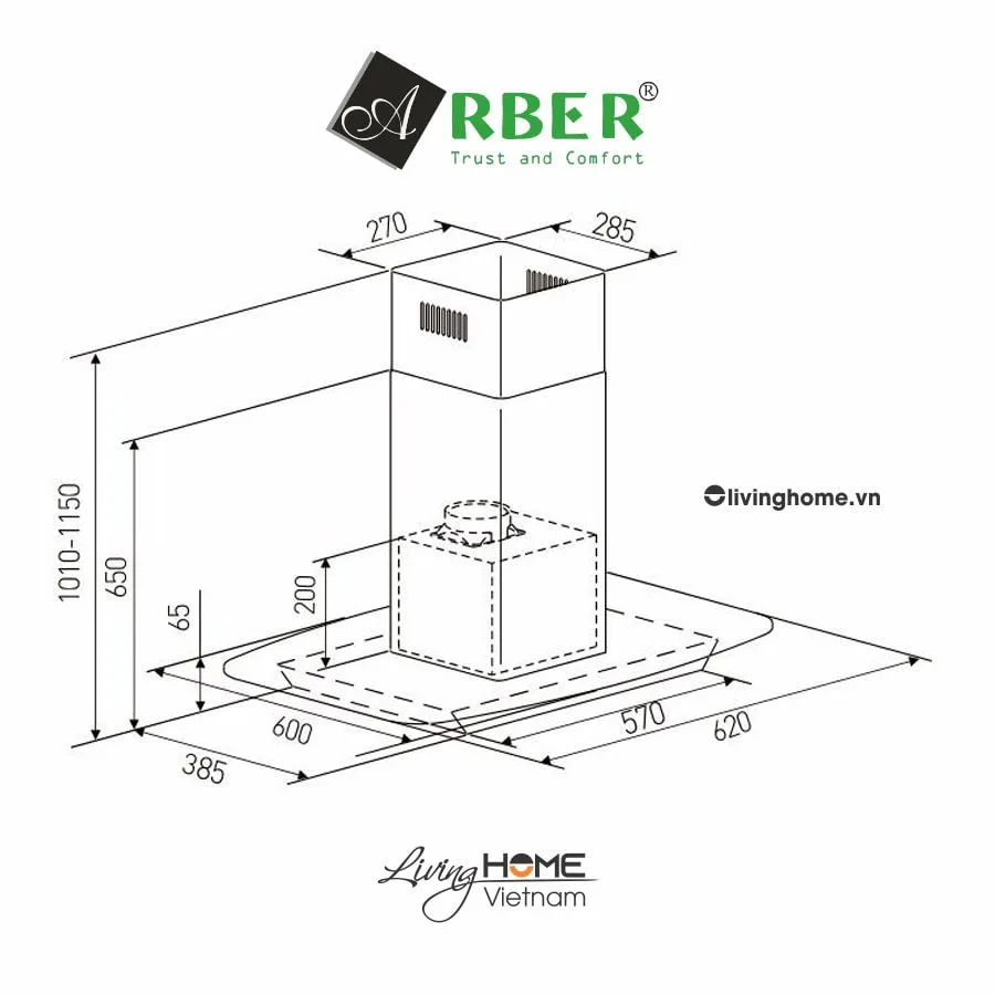 Máy hút mùi Arber AB900Y độc lập 90cm 4 Máy hút mùi Arber AB900Y độc lập 90cm - Ảnh 2