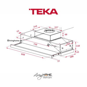 Alternative view of Máy hút mùi Teka CNL 9610 âm kim loại bền bỉ tối giản