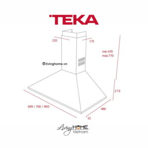 Máy hút mùi Teka DBB 70 áp tường hiện đại phong cách