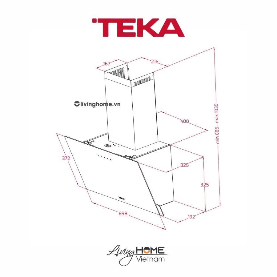 Máy hút mùi Teka DVN 97050 TTC BK áp tường màu đen sang trọng cao cấp - Ảnh 4