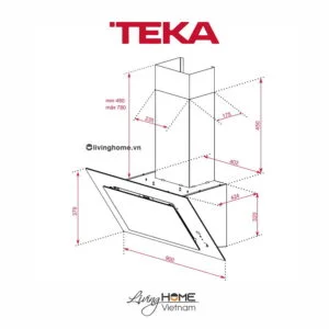Máy hút mùi Teka DVT 98660 TBS BK áp tường màu đen hiện đại điều khiển cảm ứng