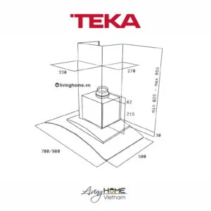Máy hút mùi Teka NC 780 áp tường thiết kế kính cong mềm mại sang trọng