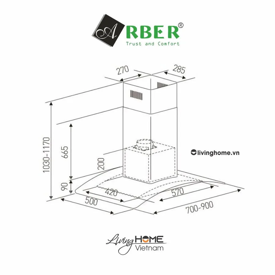 Máy hút mùi Arber AB700E sang trọng - Ảnh 2