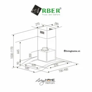 Alternative view of Máy hút mùi Arber AB700EA chịu lực 70cm