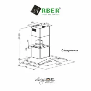 Alternative view of Máy hút mùi Arber AB700M màng nhôm 5 lớp 70cm