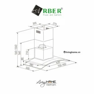 Alternative view of Máy hút mùi Arber AB700N inox không gỉ 70cm