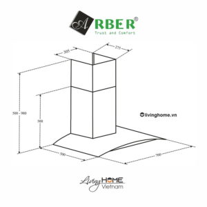 Alternative view of Máy hút mùi Arber AB700P inox chịu nhiệt