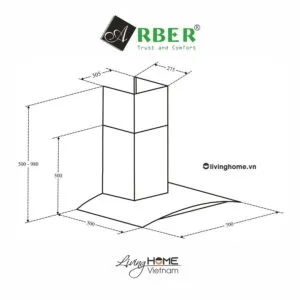 Alternative view of Máy hút mùi Arber AB700P inox chịu nhiệt
