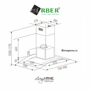 Alternative view of Máy hút mùi Arber AB700B kiểu sáng hiện đại 70cm