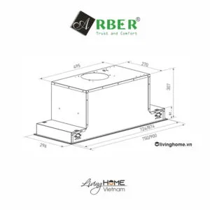 Máy hút mùi Arber AB750AT âm tủ 75cm Cảm Ứng 7 Máy hút mùi Arber AB750AT âm tủ 75cm Cảm Ứng