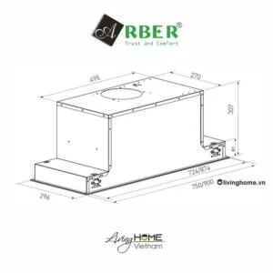 Alternative view of Máy hút mùi Arber AB900AT Âm Tủ 90 cm Cảm Ứng