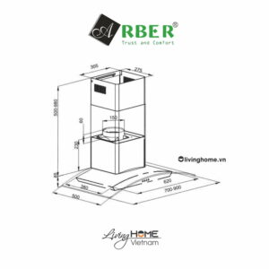 Alternative view of Máy hút mùi Arber AB900M gắn tường inox sang trọng không gỉ