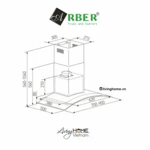 Alternative view of Máy hút mùi Arber AB900N inox không gỉ 90cm