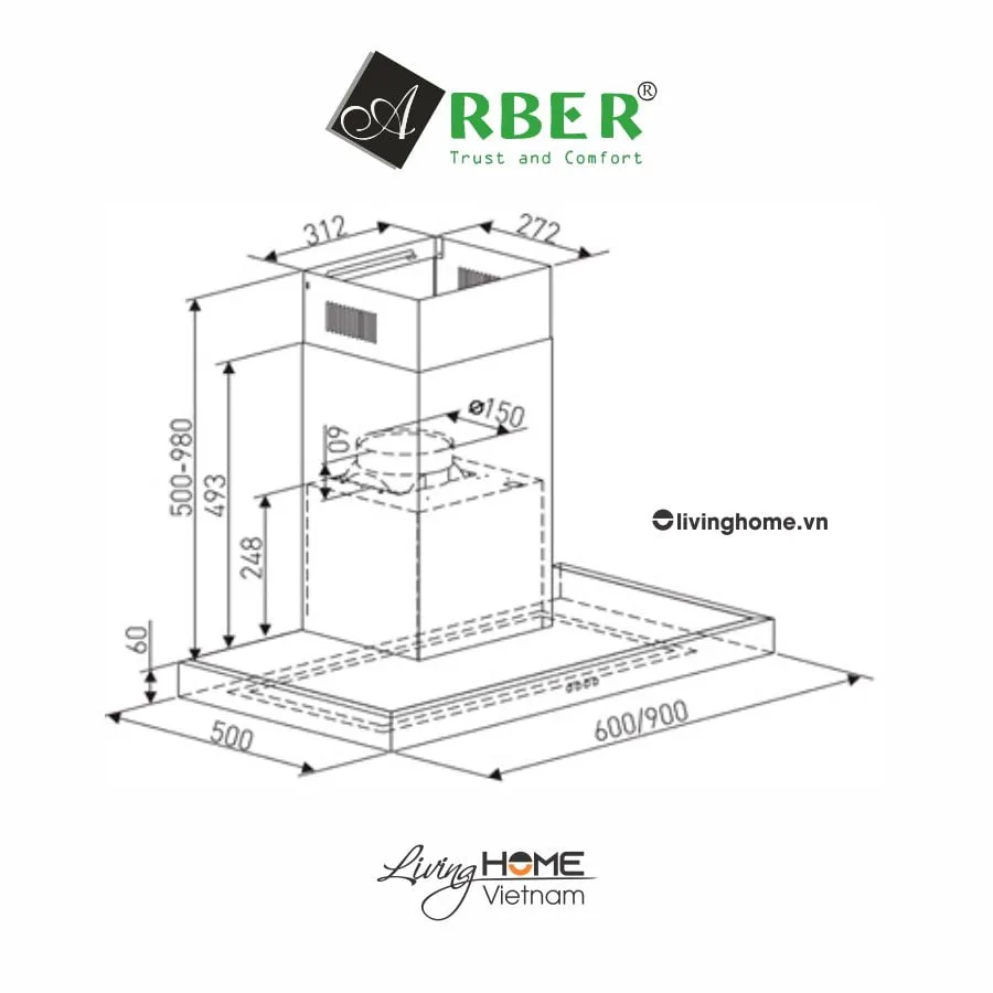 Máy hút mùi Arber AB700RA phong cách hiện đại 70cm - Ảnh 2