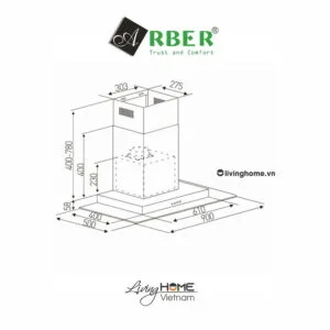 Alternative view of Máy hút mùi Arber AB900U Inox không gỉ 90cm