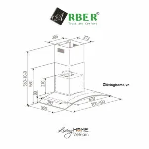 Alternative view of Máy hút mùi Arber ABTM03 chịu lực hiện đại 70cm