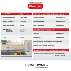 Máy lọc nước lắp trên bồn rửa Cleansui ET101 nhập khẩu Nhật 11 Máy lọc nước lắp trên bồn rửa Cleansui ET101 nhập khẩu Nhật