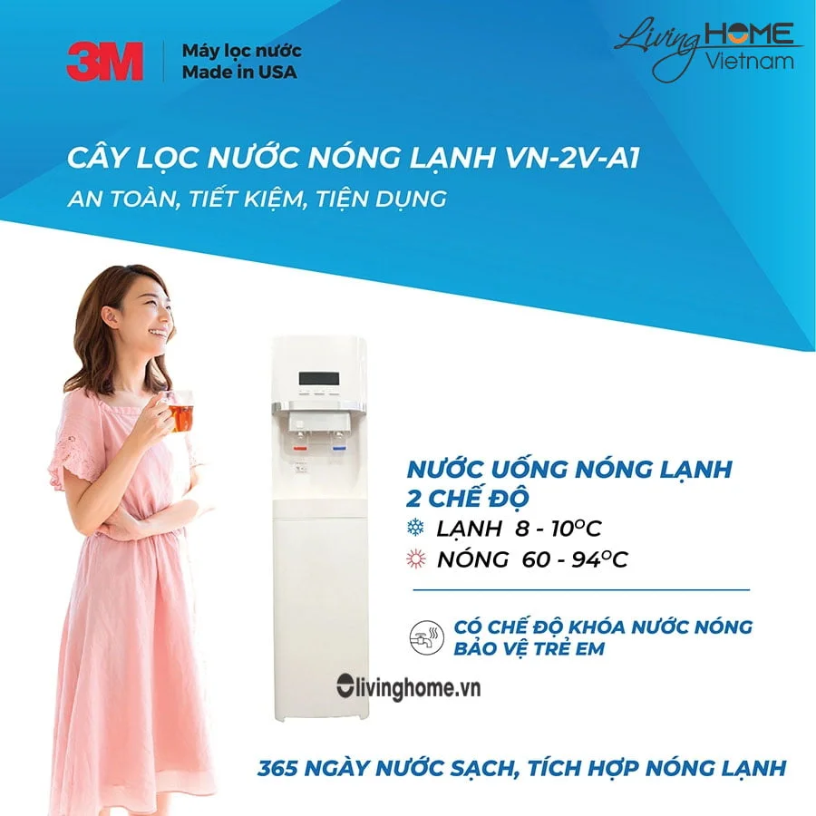 Máy lọc nước nóng lạnh 3M VN 2V A1 34.000 Lít nhập khẩu Mỹ - Ảnh 2