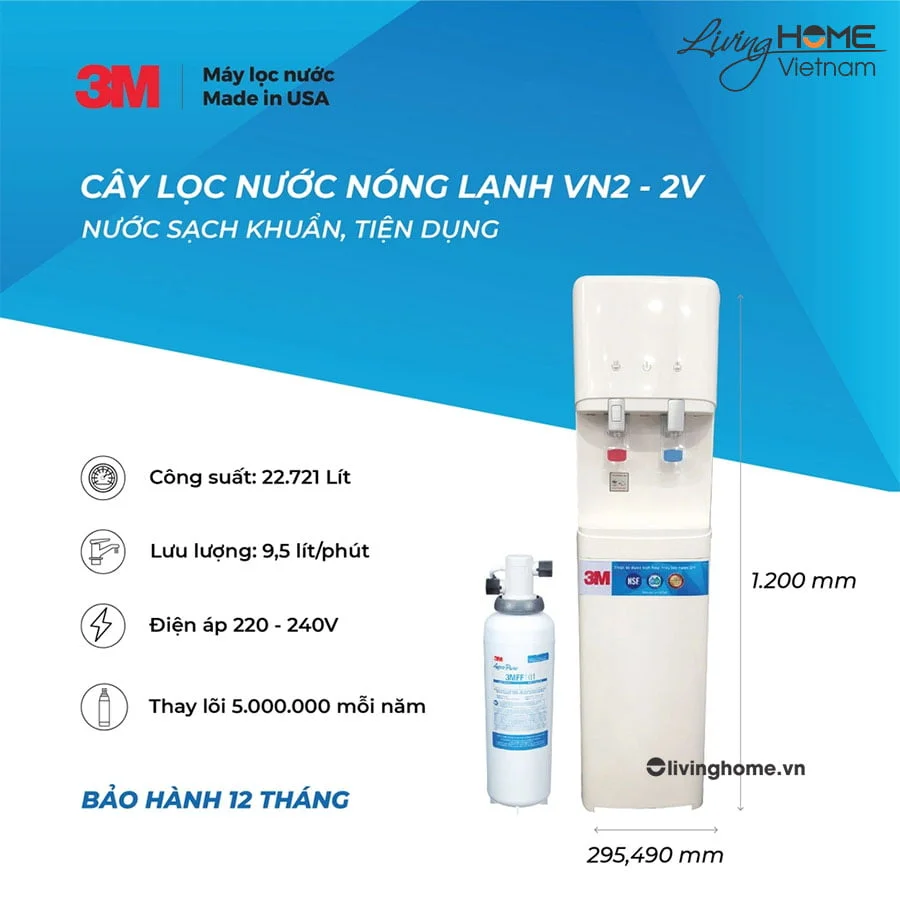Máy lọc nước nóng lạnh 3M VN2 2V 22lít nhập khẩu Mỹ 6 Máy lọc nước nóng lạnh 3M VN2 2V 22lít nhập khẩu Mỹ - Ảnh 4