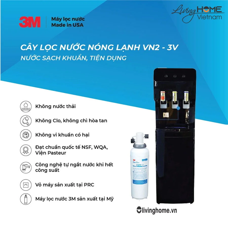 Máy Lọc Nước Nóng Lạnh 3M VN2 3V 22 Lít nhập khẩu Mỹ 3 Máy Lọc Nước Nóng Lạnh 3M VN2 3V 22 Lít nhập khẩu Mỹ