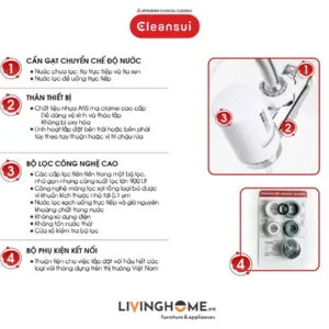 Máy lọc nước tại vòi Cleansui EF201 nhập khẩu Nhật 13 Máy lọc nước tại vòi Cleansui EF201 nhập khẩu Nhật