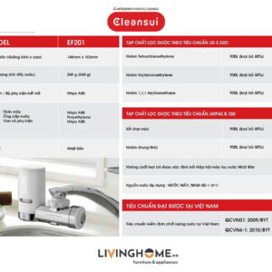 Máy lọc nước tại vòi Cleansui EF201 nhập khẩu Nhật 16 Máy lọc nước tại vòi Cleansui EF201 nhập khẩu Nhật