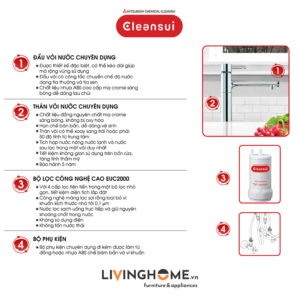 Máy lọc nước tích hợp Cleansui EU202 dưới bồn rửa nhập khẩu Nhật
