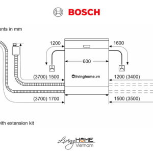 Máy rửa chén Bosch SMV4HCX48E - Âm toàn phần 60cm 14 bộ