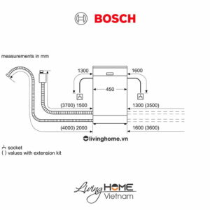 Máy rửa chén Bosch SPI2HKS59E - Bán âm 45cm 9 bộ