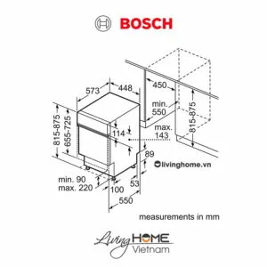 Máy rửa chén Bosch SPI2HKS59E - Bán âm 45cm 9 bộ 20 Máy rửa chén Bosch SPI2HKS59E - Bán âm 45cm 9 bộ