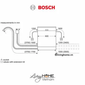 Máy rửa chén Bosch SMS63L08EA - Độc lập 12 bộ 60cm 17 Máy rửa chén Bosch SMS63L08EA - Độc lập 12 bộ 60cm