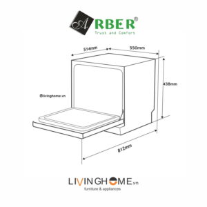 Máy rửa chén Arber ABMRB06 dung tích 6 bộ bát đĩa tiêu chuẩn Châu Âu 8 Máy rửa chén Arber ABMRB06 dung tích 6 bộ bát đĩa tiêu chuẩn Châu Âu