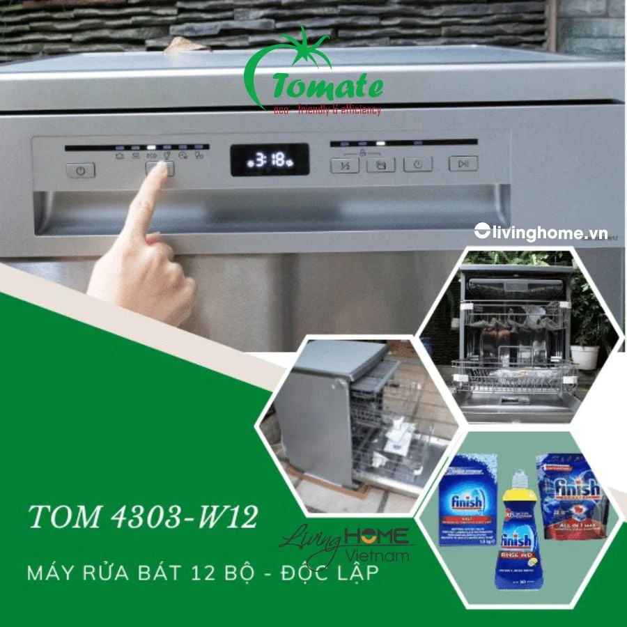 Combo Máy Rửa Chén Tomate TOM 4303-W12 12 Bộ Và Viên Rửa Chén Cascade Platinum 92 Viên 5 Máy Rửa Chén Tomate TOM 4303-W12 12 Bộ