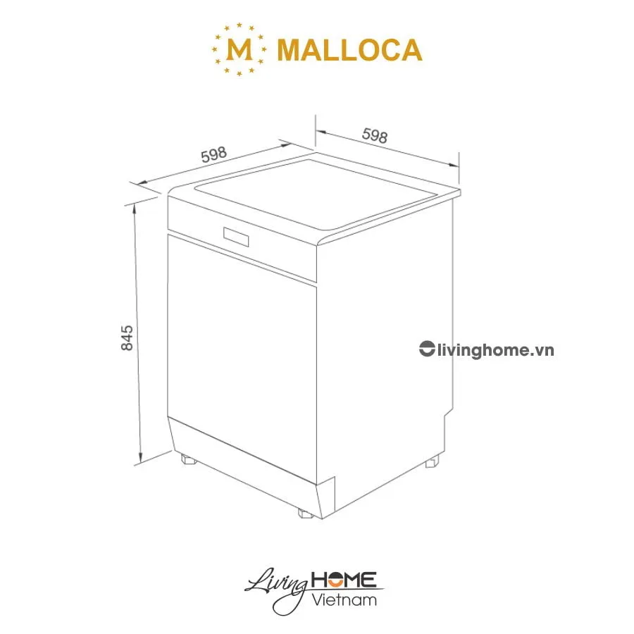 Máy rửa chén Malloca MDW14-S10TFT âm tủ 14 bộ 14 Máy rửa chén Malloca MDW14-S10TFT âm tủ 14 bộ - Ảnh 12