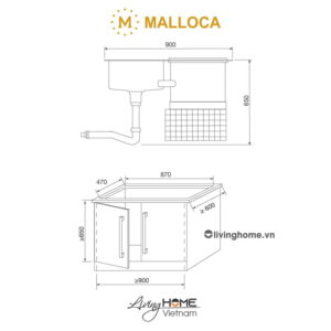 Máy rửa chén Malloca WQP6-890F4 tích hợp 6 bộ