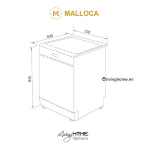 Máy rửa chén Malloca WQP12-5201E màu xám 12 bộ