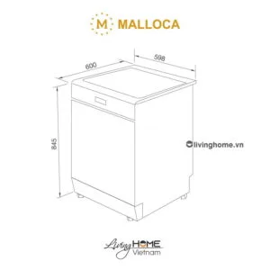 Máy rửa chén Malloca WQP12-5201E màu xám 12 bộ 7 Máy rửa chén Malloca WQP12-5201E màu xám 12 bộ