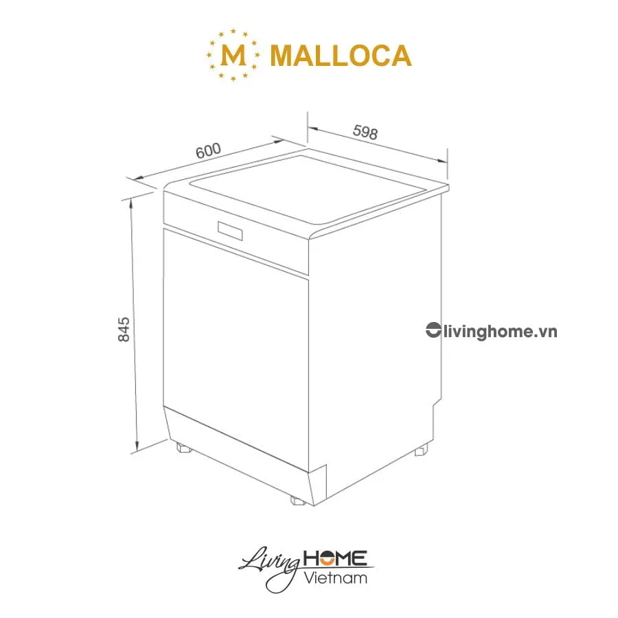 Máy rửa chén Malloca WQP12-5201E màu xám 12 bộ 5 Máy rửa chén Malloca WQP12-5201E màu xám 12 bộ - Ảnh 3