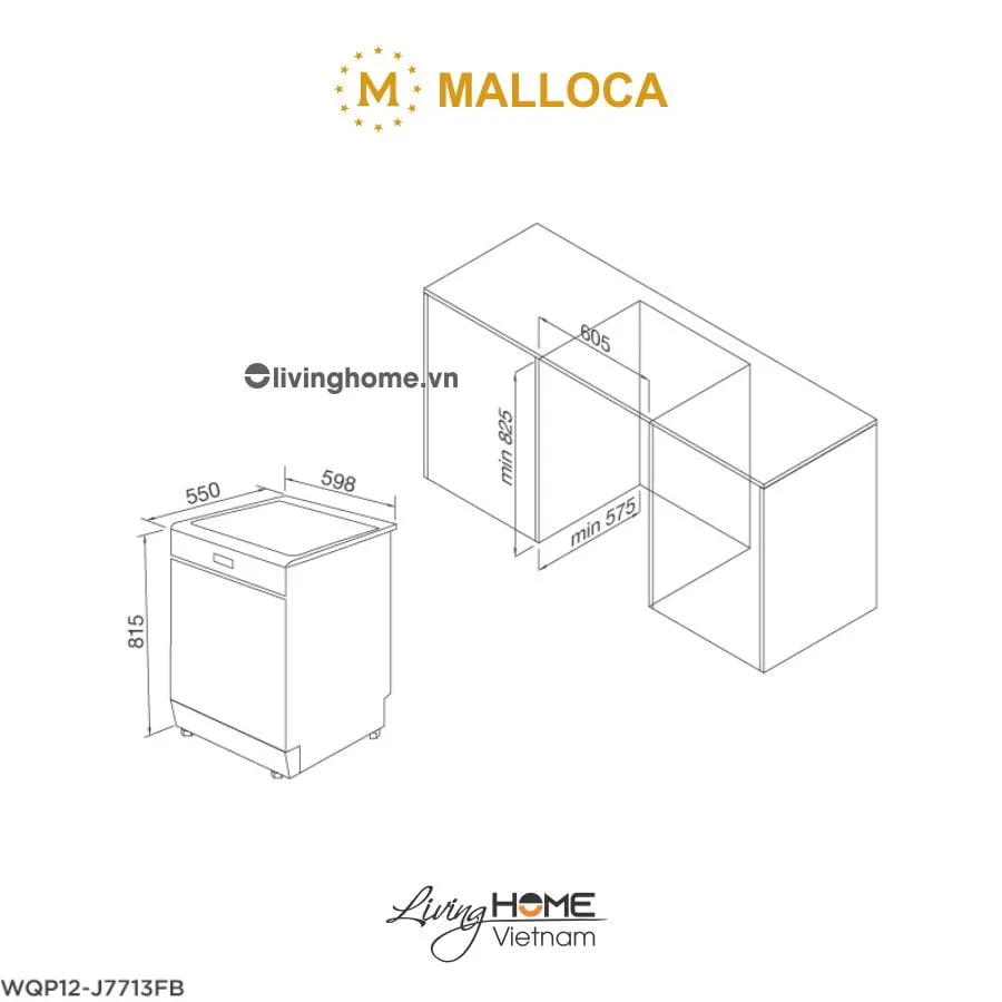 Máy rửa chén Malloca WQP12-J7713FB âm tủ 14 bộ - Ảnh 3