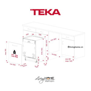 Máy rửa chén Teka DFI 76950 âm điều khiển điện tử 15 bộ chén dĩa 21 Máy rửa chén Teka DFI 76950 âm điều khiển điện tử 15 bộ chén dĩa